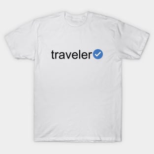 Verified Traveler (Black Text) T-Shirt